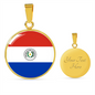 Paraguay Flag Necklace Circle Pendant Stainless Steel or 18k Gold 18-22"-Express Your Love Gifts