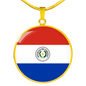 Paraguay Flag Necklace Circle Pendant Stainless Steel or 18k Gold 18-22"-Express Your Love Gifts