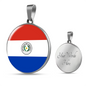 Paraguay Flag Necklace Circle Pendant Stainless Steel or 18k Gold 18-22"-Express Your Love Gifts