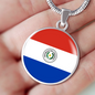 Paraguay Flag Necklace Circle Pendant Stainless Steel or 18k Gold 18-22"-Express Your Love Gifts