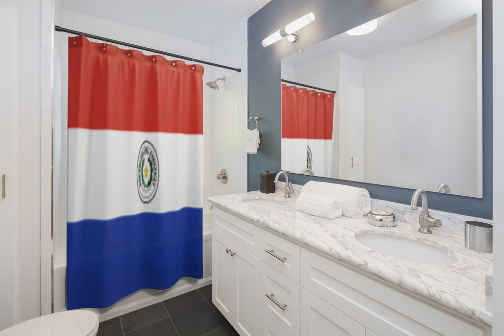 Paraguay Flag Stylish Design 71" x 74" Elegant Waterproof Shower Curtain for a Spa-like Bathroom Paradise Exceptional Craftsmanship-Express Your Love Gifts