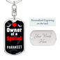 Parakeet Bird Keychain Stainless Steel or 18k Gold Dog Tag Keyring-Express Your Love Gifts