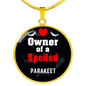 Parakeet Bird Owner Necklace Circle Pendant Stainless Steel or 18k Gold 18-22"-Express Your Love Gifts