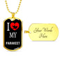 Parakeet Necklace Stainless Steel or 18k Gold Dog Tag 24" Chain-Express Your Love Gifts