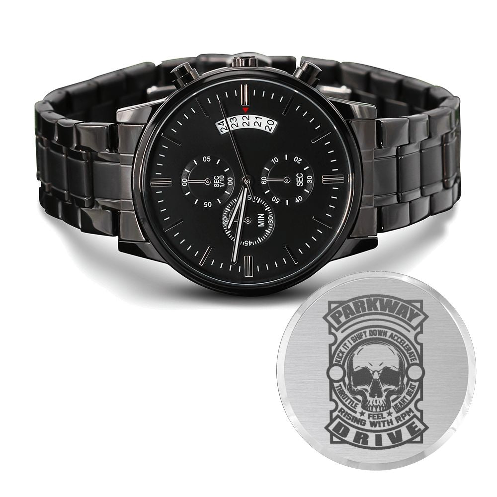 Parkway Drive Engraved Motorcycle Rider Men's Watch Multifunction Stainless Steel W Copper Dial-Express Your Love Gifts