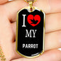 Parrot Necklace Stainless Steel or 18k Gold Dog Tag 24" Chain-Express Your Love Gifts
