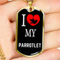 Parrotlet Necklace Stainless Steel or 18k Gold Dog Tag 24" Chain-Express Your Love Gifts