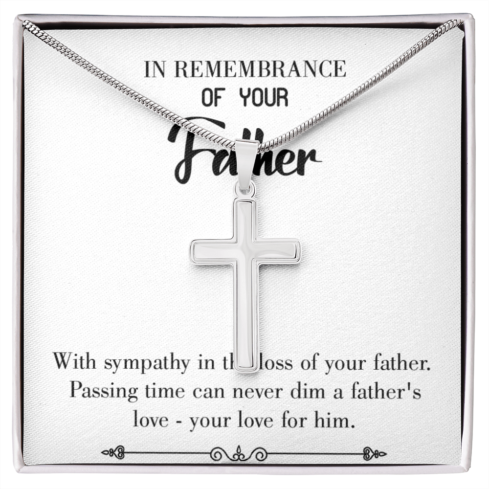 Passing Time Dad Memorial Gift Dad Memorial Cross Necklace Sympathy Gift Loss of Father Condolence Message Card-Express Your Love Gifts