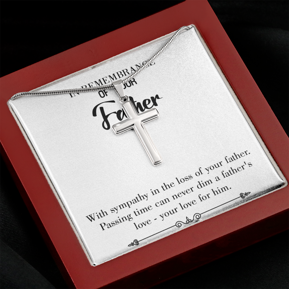 Passing Time Dad Memorial Gift Dad Memorial Cross Necklace Sympathy Gift Loss of Father Condolence Message Card-Express Your Love Gifts