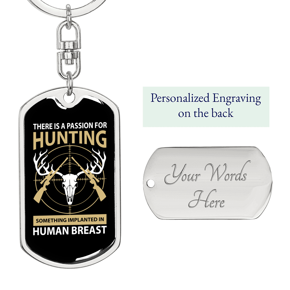 Passion For Hunter'S Keychain Gift Stainless Steel or 18k Gold Dog Tag Keyring-Express Your Love Gifts