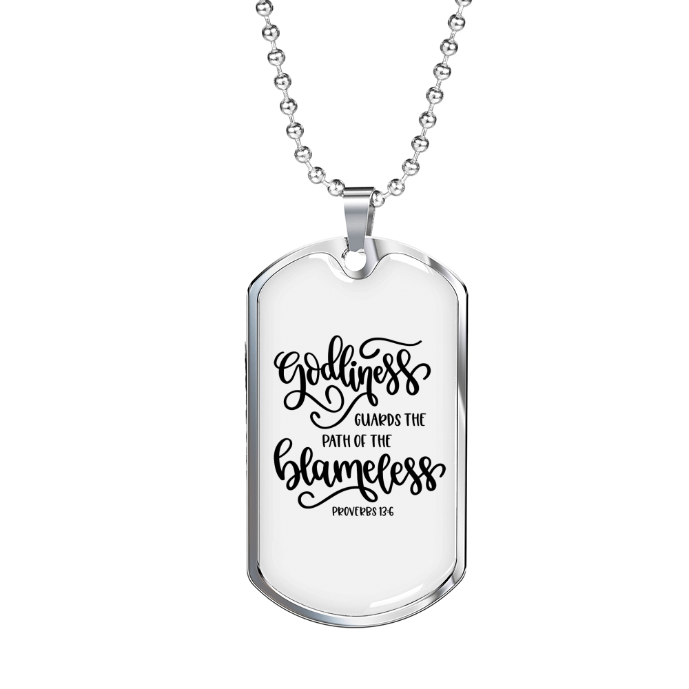 Path Of The Blameless Christian Necklace Stainless Steel or 18k Gold Dog Tag 24" Chain-Express Your Love Gifts