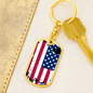 Patriotic Necklace USA Pride Distressed US Flag Dog Tag Pendant Keychain Stainless Steel or 18k Gold-Express Your Love Gifts