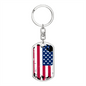 Patriotic Necklace USA Pride Distressed US Flag Dog Tag Pendant Keychain Stainless Steel or 18k Gold-Express Your Love Gifts