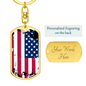 Patriotic Necklace USA Pride Distressed US Flag Dog Tag Pendant Keychain Stainless Steel or 18k Gold-Express Your Love Gifts