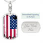 Patriotic Necklace USA Pride Distressed US Flag Dog Tag Pendant Keychain Stainless Steel or 18k Gold-Express Your Love Gifts