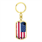 Patriotic Necklace USA Pride Distressed US Flag Dog Tag Pendant Keychain Stainless Steel or 18k Gold-Express Your Love Gifts