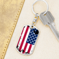 Patriotic Necklace USA Pride Distressed US Flag Dog Tag Pendant Keychain Stainless Steel or 18k Gold-Express Your Love Gifts