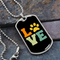 Paws Love Necklace Stainless Steel or 18k Gold Dog Tag 24" Chain-Express Your Love Gifts