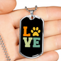 Paws Love Necklace Stainless Steel or 18k Gold Dog Tag 24" Chain-Express Your Love Gifts