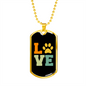 Paws Love Necklace Stainless Steel or 18k Gold Dog Tag 24" Chain-Express Your Love Gifts