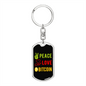 Peace Love Bitcoin Crypto Keychain Stainless Steel or 18k Gold Dog Tag Keyring-Express Your Love Gifts