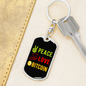 Peace Love Bitcoin Crypto Keychain Stainless Steel or 18k Gold Dog Tag Keyring-Express Your Love Gifts