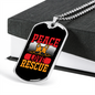 Peace Love Rescue Necklace Stainless Steel or 18k Gold Dog Tag 24" Chain-Express Your Love Gifts