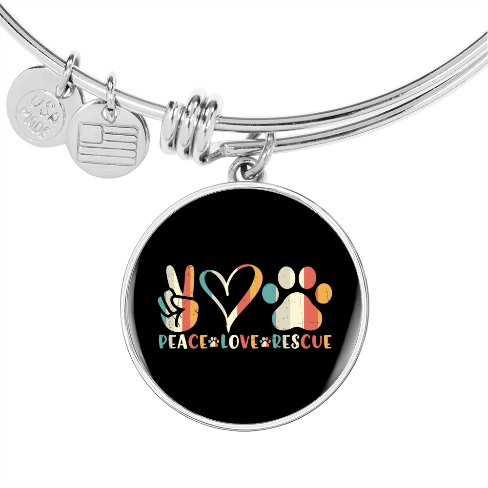 Peace Lover Rescue Cat Bracelet Stainless Steel or 18k Gold Circle Bangle-Express Your Love Gifts