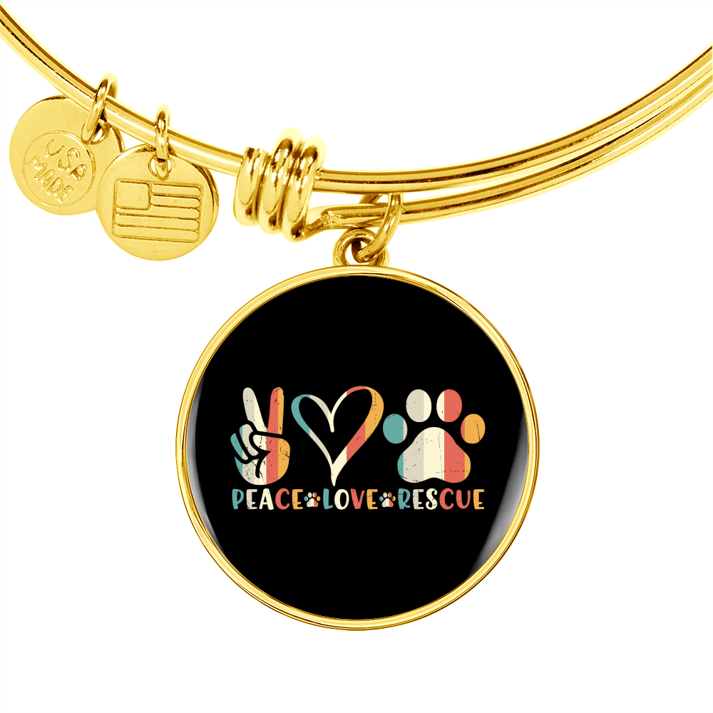 Peace Lover Rescue Cat Bracelet Stainless Steel or 18k Gold Circle Bangle-Express Your Love Gifts
