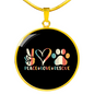 Peace Lover Rescue Cat Circle Necklace Stainless Steel or 18k Gold 18-22"-Express Your Love Gifts