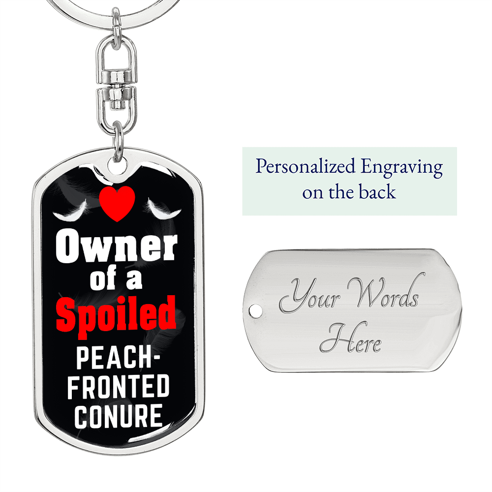 Peach-Fronted Conure Bird Keychain Stainless Steel or 18k Gold Dog Tag Keyring-Express Your Love Gifts