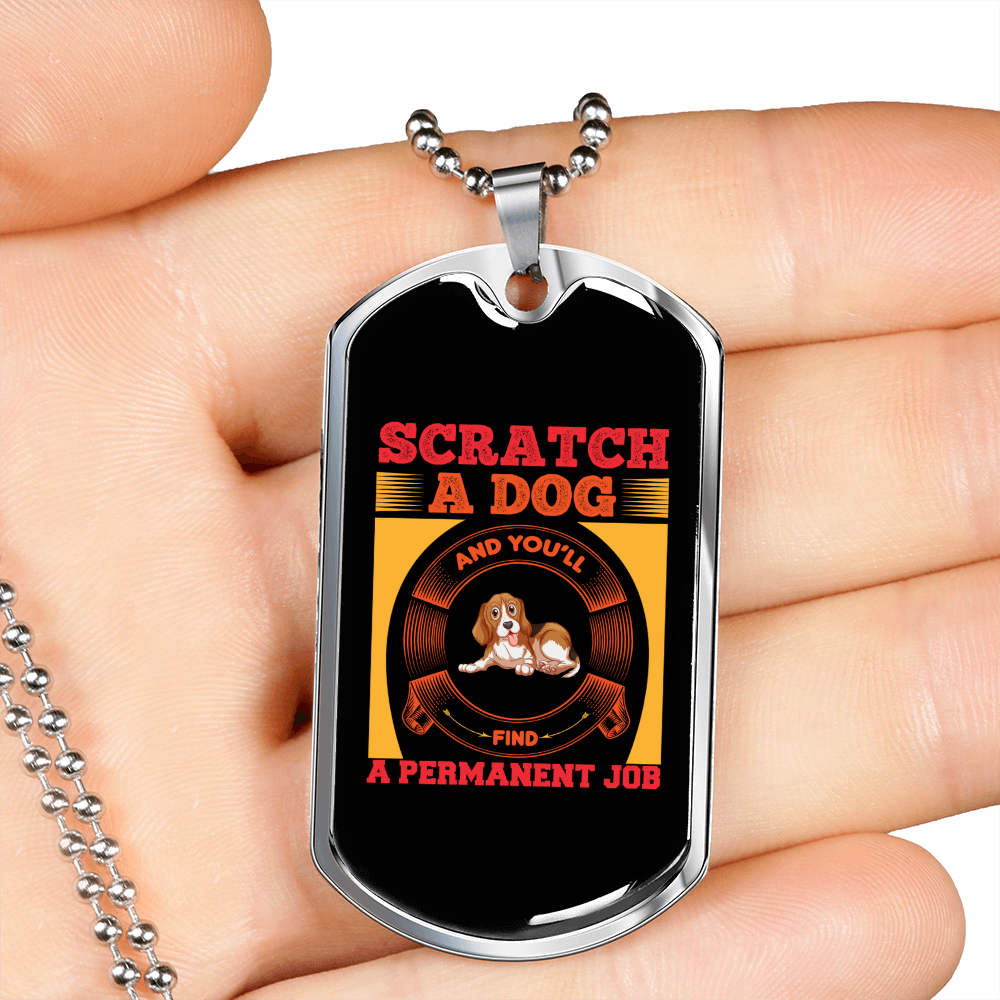 Pemanent Job Necklace Stainless Steel or 18k Gold Dog Tag 24" Chain-Express Your Love Gifts