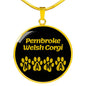 Pembroke Welsh Corgi Mama Circle Necklace Stainless Steel or 18k Gold 18-22" Dog Owner Lover-Express Your Love Gifts