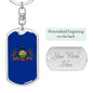 Pennsylvania State Flag Keychain Dog Tag Stainless Steel or 18k Gold-Express Your Love Gifts
