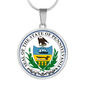 Pennsylvania State Seal Necklace Circle Pendant Stainless Steel or 18k Gold 18-22"-Express Your Love Gifts