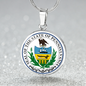 Pennsylvania State Seal Necklace Circle Pendant Stainless Steel or 18k Gold 18-22"-Express Your Love Gifts