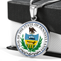 Pennsylvania State Seal Necklace Circle Pendant Stainless Steel or 18k Gold 18-22"-Express Your Love Gifts