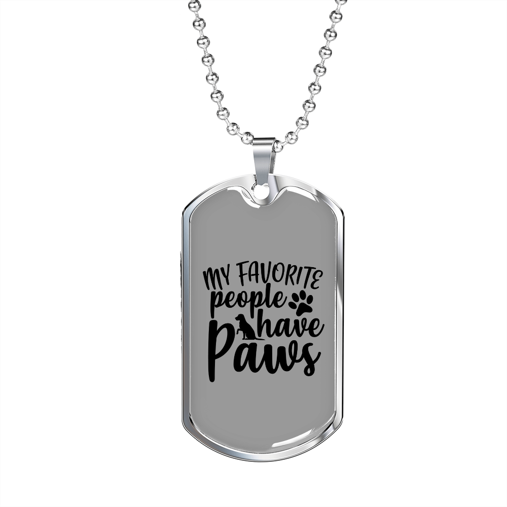 People Paws Necklace Stainless Steel or 18k Gold Dog Tag 24" Chain-Express Your Love Gifts