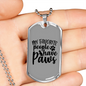 People Paws Necklace Stainless Steel or 18k Gold Dog Tag 24" Chain-Express Your Love Gifts