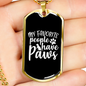 People Paws White Necklace Stainless Steel or 18k Gold Dog Tag 24" Chain-Express Your Love Gifts