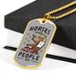 People Suck Horse Necklace Stainless Steel or 18k Gold Dog Tag 24" Chain-Express Your Love Gifts
