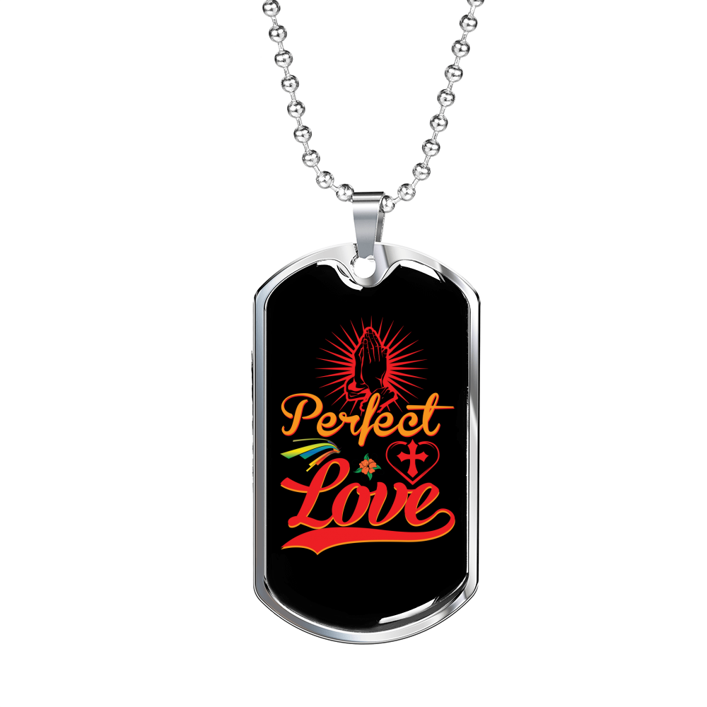 Perfect Love Cross Christian Necklace Stainless Steel or 18k Gold Dog Tag 24" Chain-Express Your Love Gifts