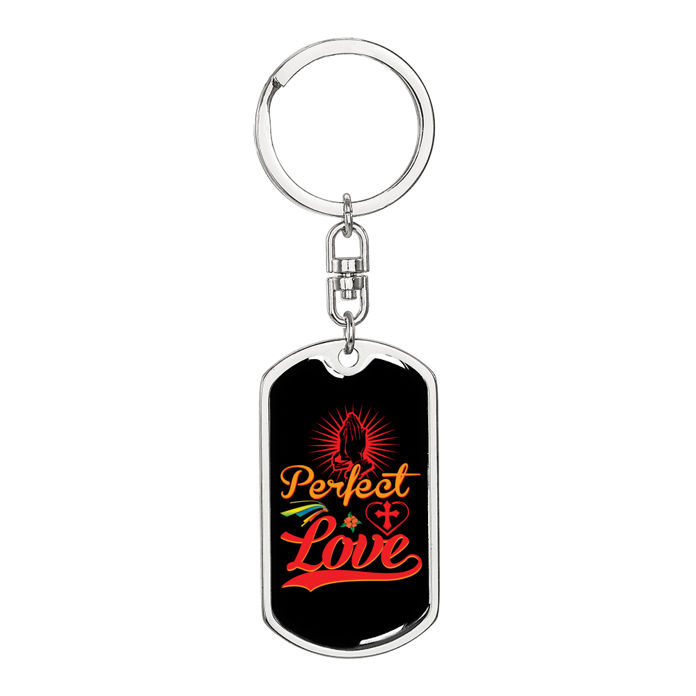 Perfect Love Keychain Stainless Steel or 18k Gold Dog Tag Keyring-Express Your Love Gifts