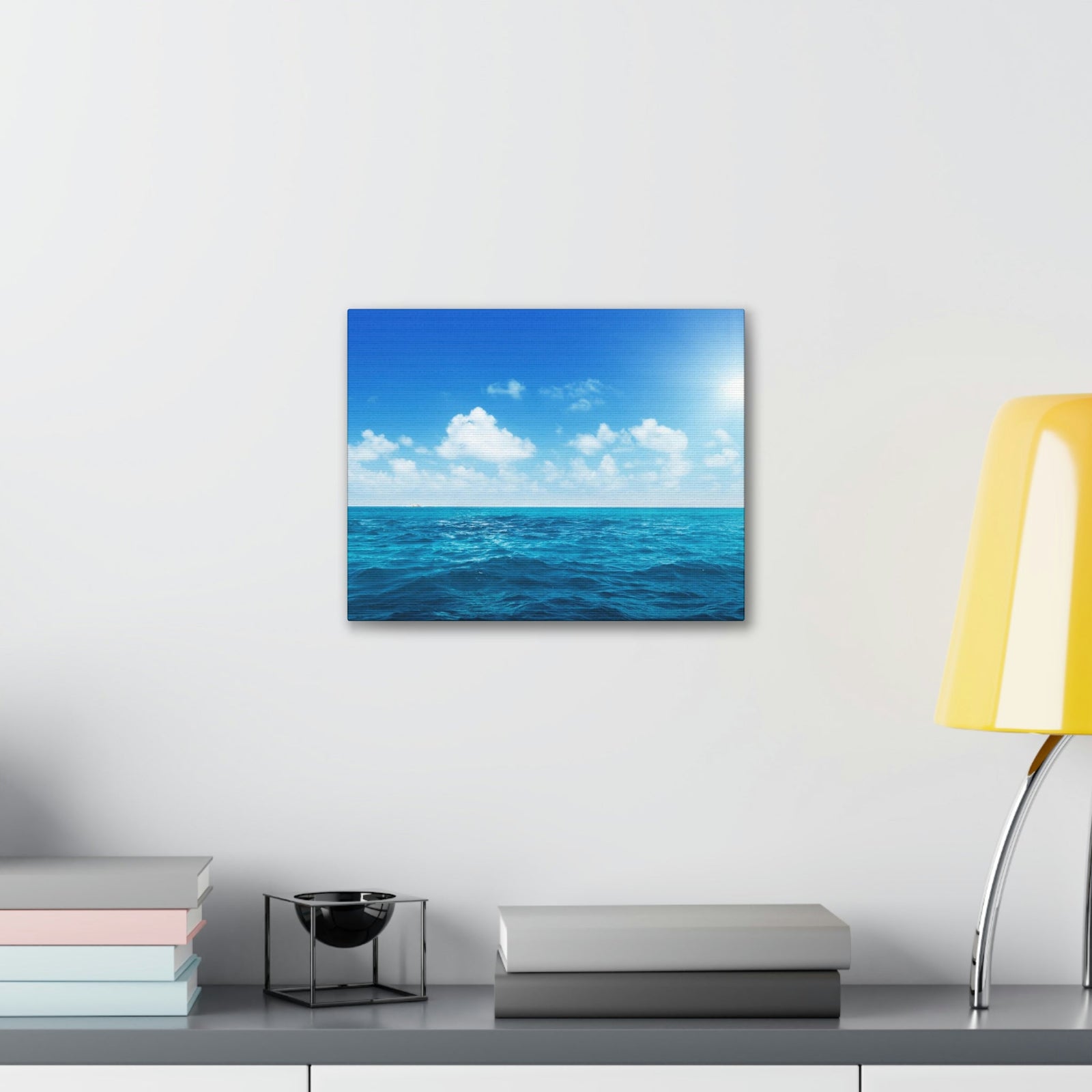 Perfect Sky and Ocean Water Scene Beautiful Majestic and Pleasing View Beauty Nature Scene Vast Blue Sky and Ocean Wall Art Ready to Hang Unframed-Express Your Love Gifts