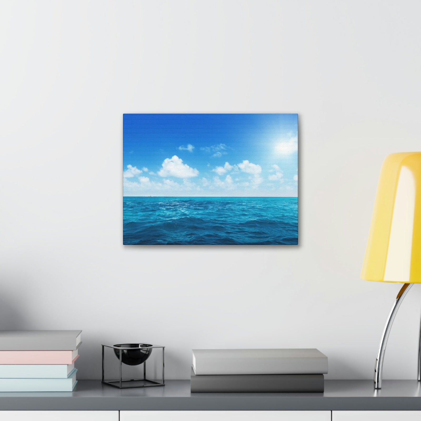 Perfect Sky and Ocean Water Scene Beautiful Majestic and Pleasing View Beauty Nature Scene Vast Blue Sky and Ocean Wall Art Ready to Hang Unframed-Express Your Love Gifts