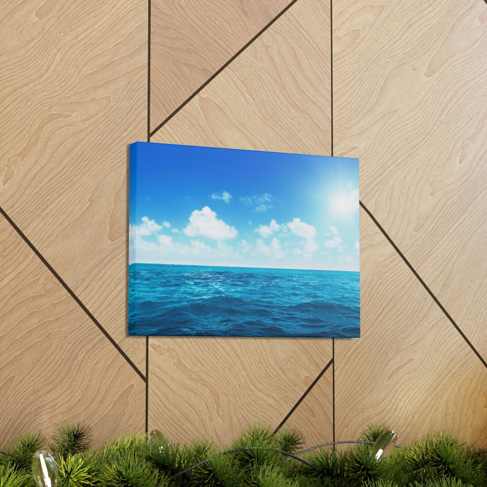 Perfect Sky and Ocean Water Scene Beautiful Majestic and Pleasing View Beauty Nature Scene Vast Blue Sky and Ocean Wall Art Ready to Hang Unframed-Express Your Love Gifts