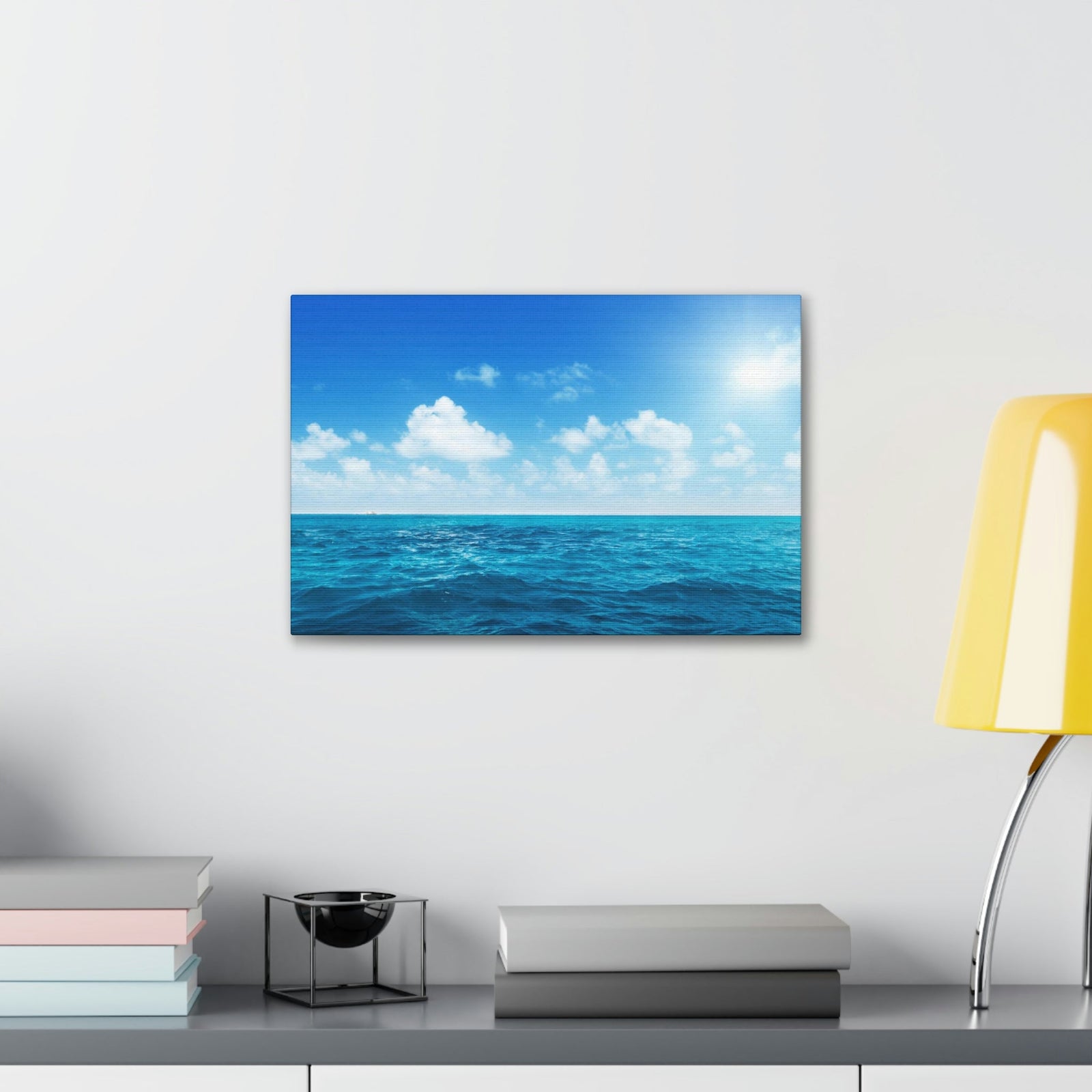 Perfect Sky and Ocean Water Scene Beautiful Majestic and Pleasing View Beauty Nature Scene Vast Blue Sky and Ocean Wall Art Ready to Hang Unframed-Express Your Love Gifts