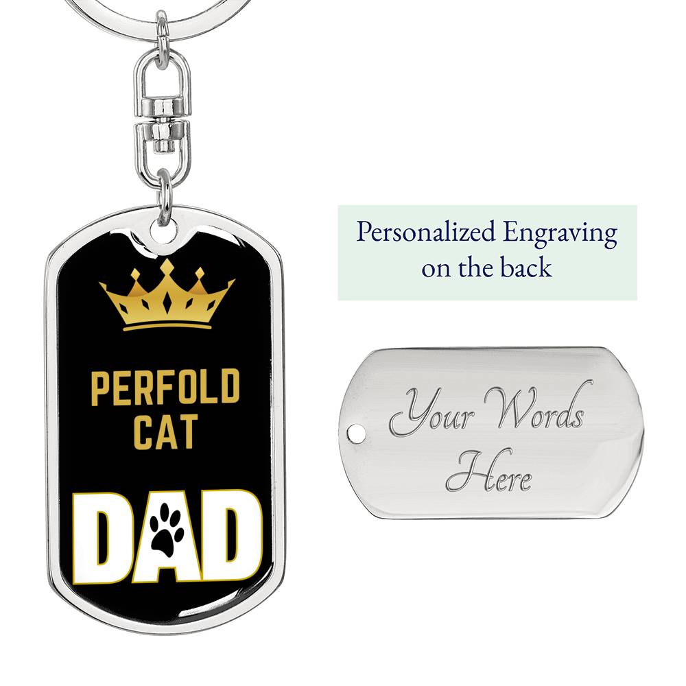 Perfold Cat Cat Dad King Keychain Stainless Steel or 18k Gold-Express Your Love Gifts