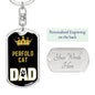 Perfold Cat Cat Dad King Keychain Stainless Steel or 18k Gold-Express Your Love Gifts
