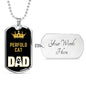 Perfold Cat Cat Dad Necklace Stainless Steel or 18k Gold Dog Tag 24" Chain-Express Your Love Gifts